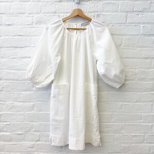 Everlane || Seersucker Puff Sleeve Mini Dress in White Small